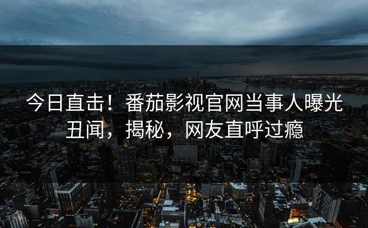 今日直击！番茄影视官网当事人曝光丑闻，揭秘，网友直呼过瘾