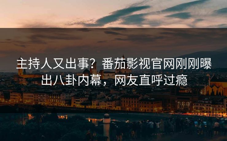 主持人又出事？番茄影视官网刚刚曝出八卦内幕，网友直呼过瘾
