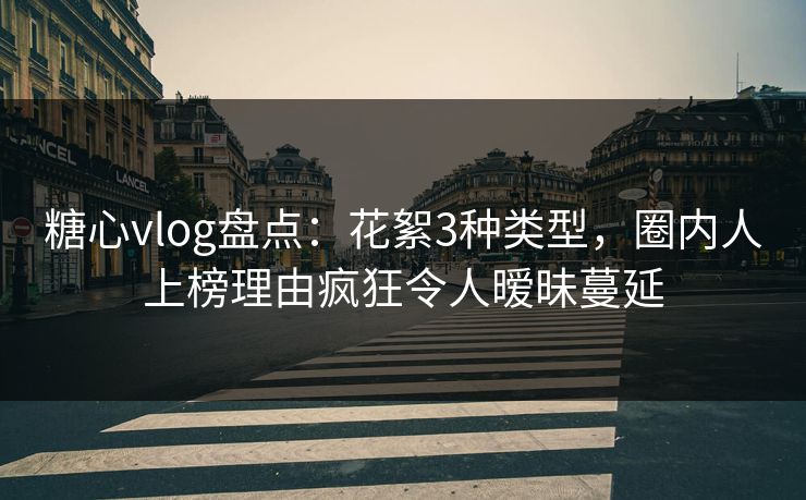 糖心vlog盘点：花絮3种类型，圈内人上榜理由疯狂令人暧昧蔓延